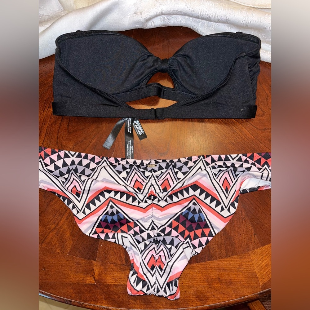 VS PINK👙 Bandeau Aztec Scrunch Bum Bikini